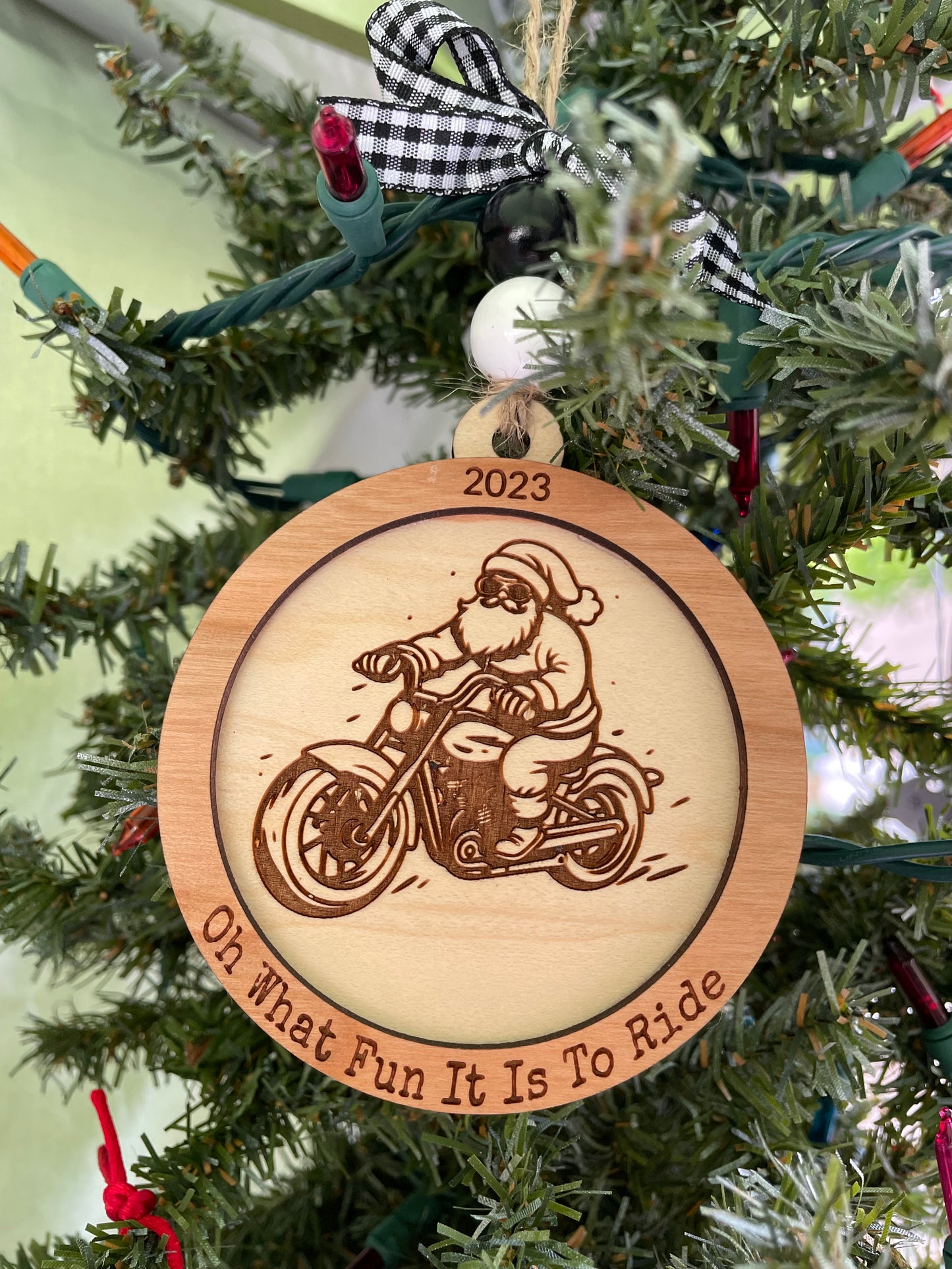 Motorcycle Santa Ornament