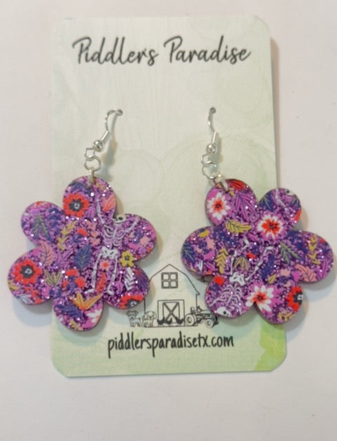 Purple Posie Drop Earrings