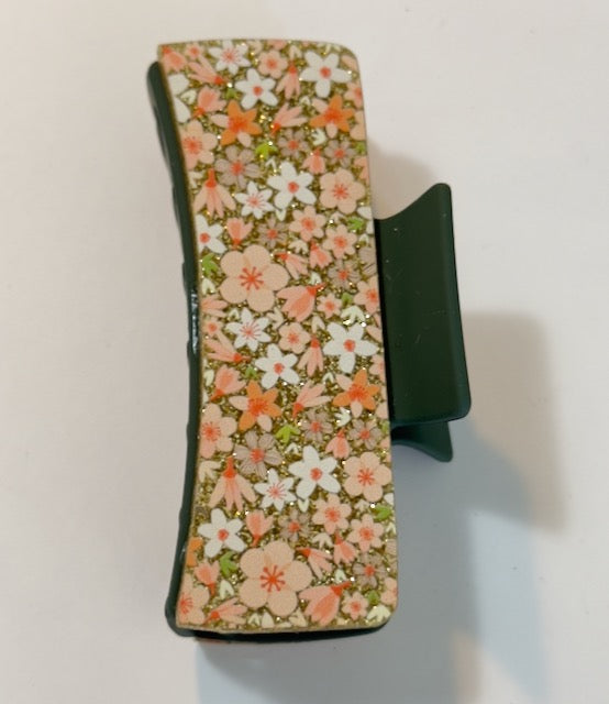 Peach & Gold Floral Hair Claw
