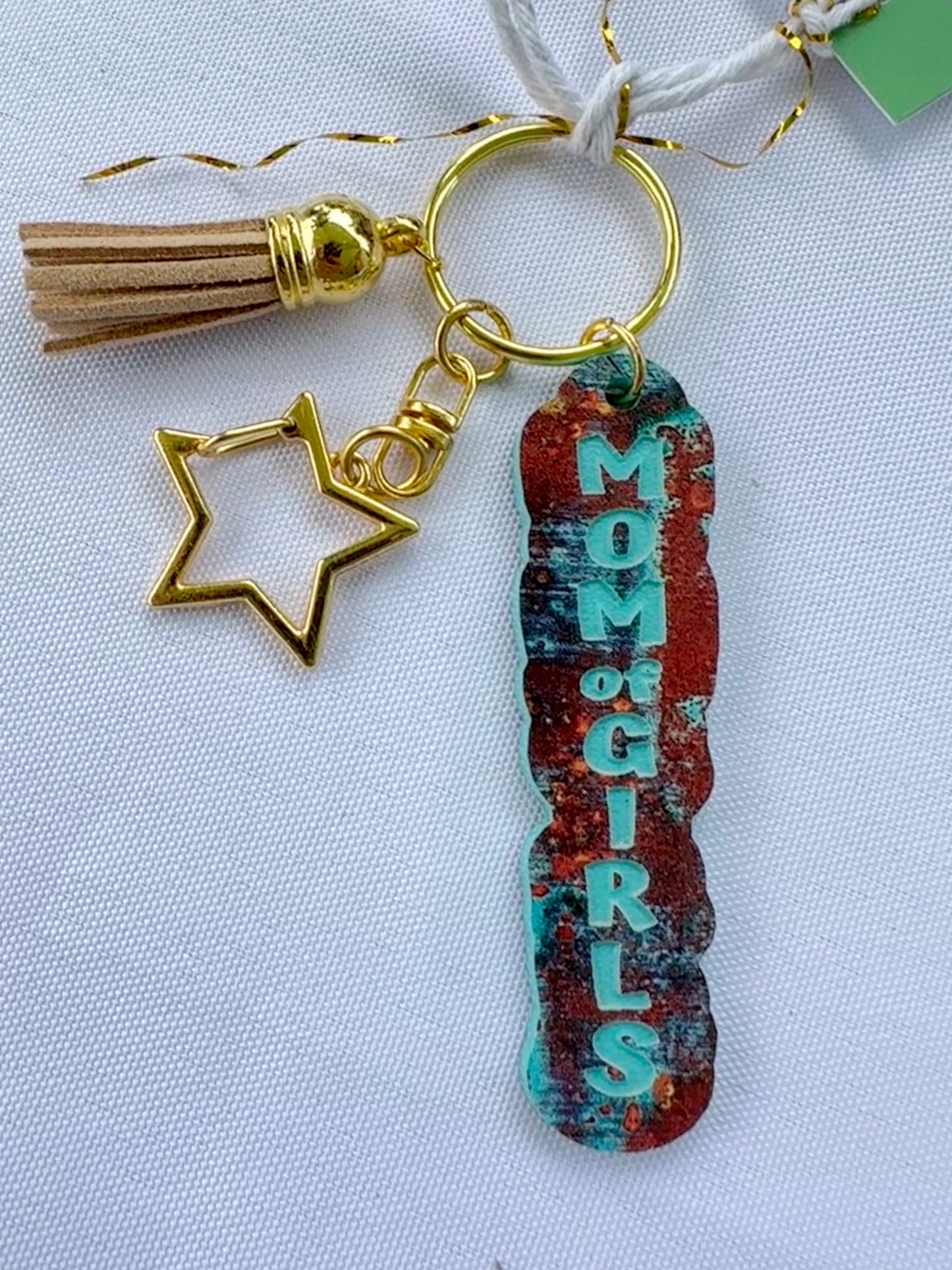 Mom Copper & Turquoise Keychain