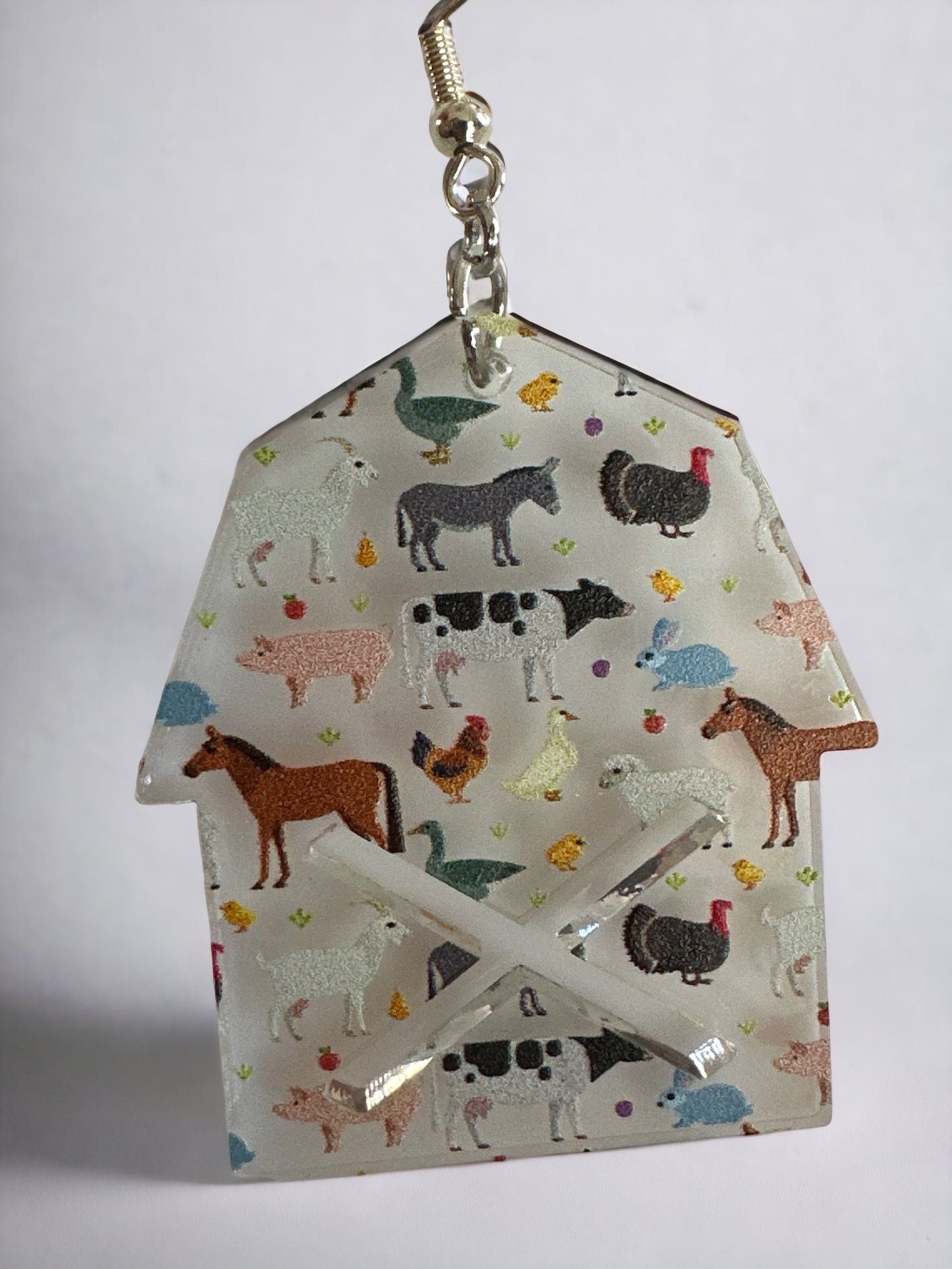 Barn Shaped Farm Animal Earrings