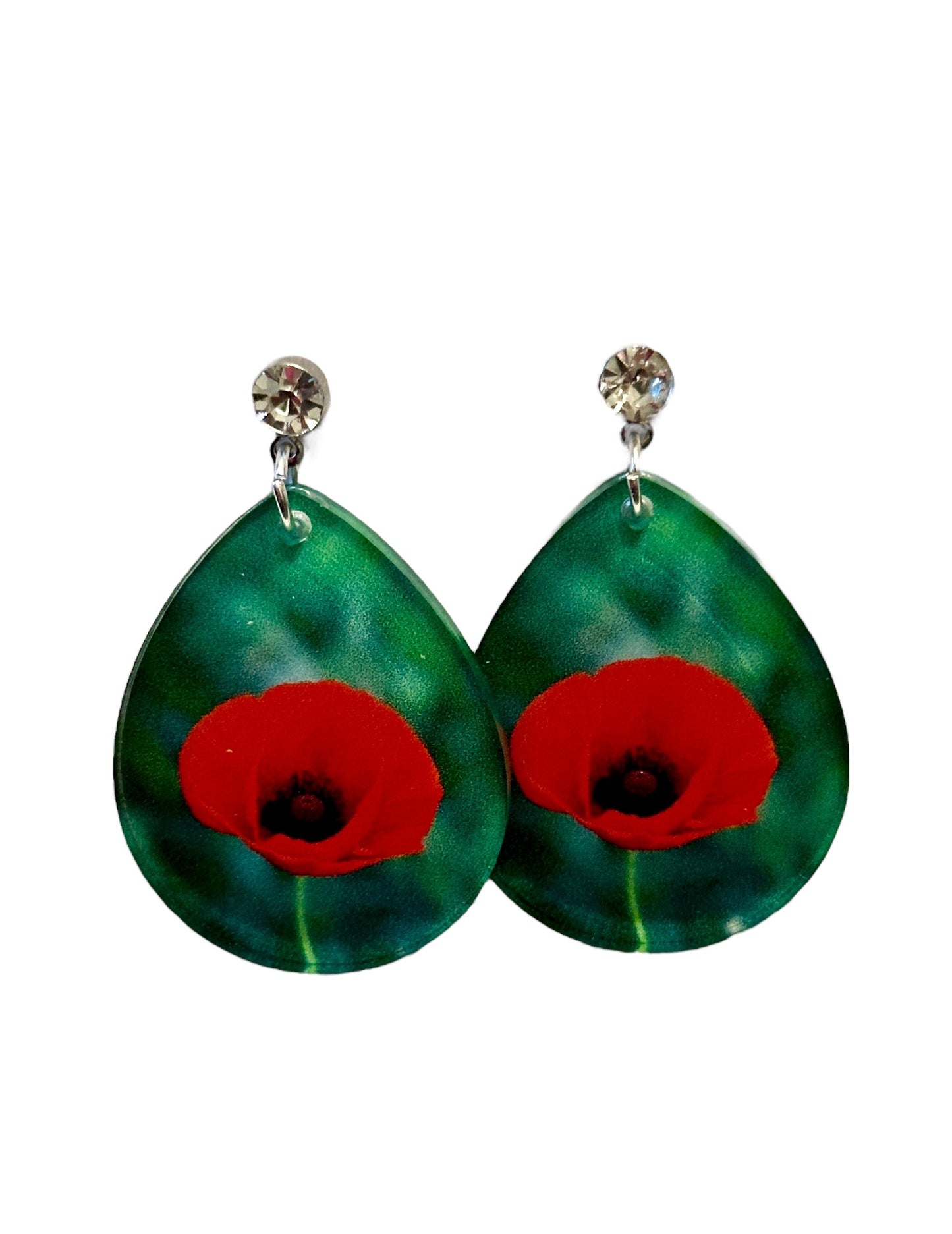 Red Poppy Teardrop Earring
