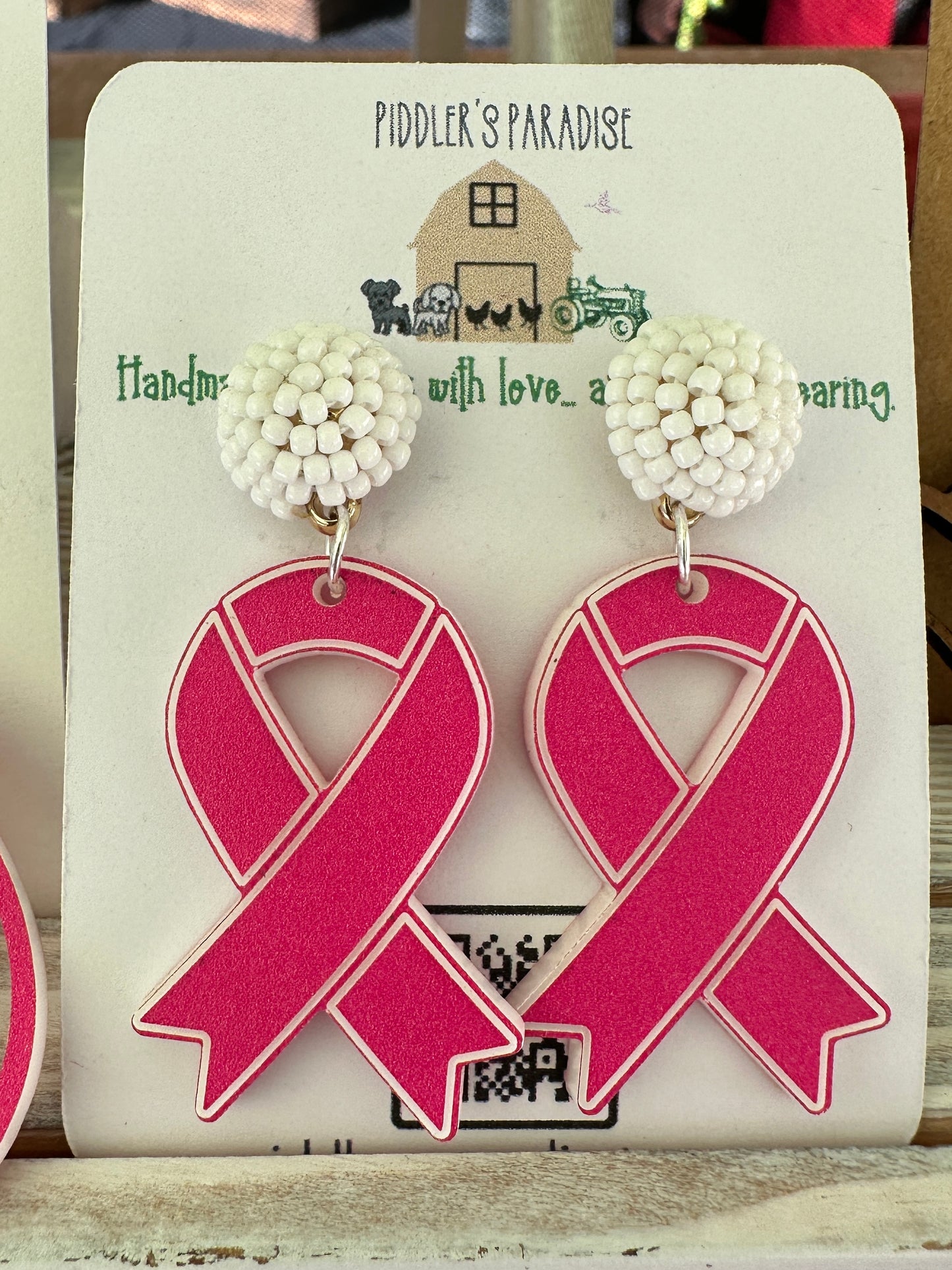 Large Breast Cancer Earrings on