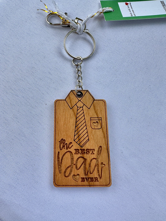 Best Dad Wooden Keychain