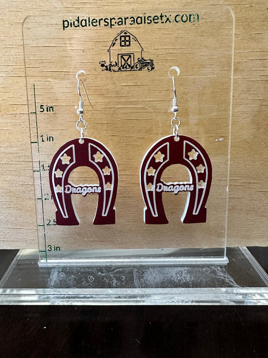 RR Dragon Lucky Horseshoe Earrings