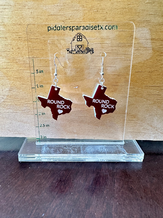 Round Rock, Texas shaped, Earrings