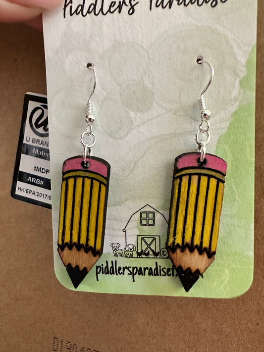 Wood Pencil Earring