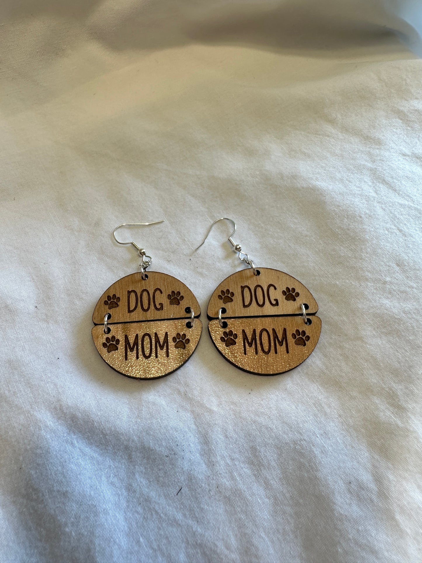 Dog Mom Wood Earring