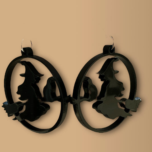 Flying Witch Circle Earring